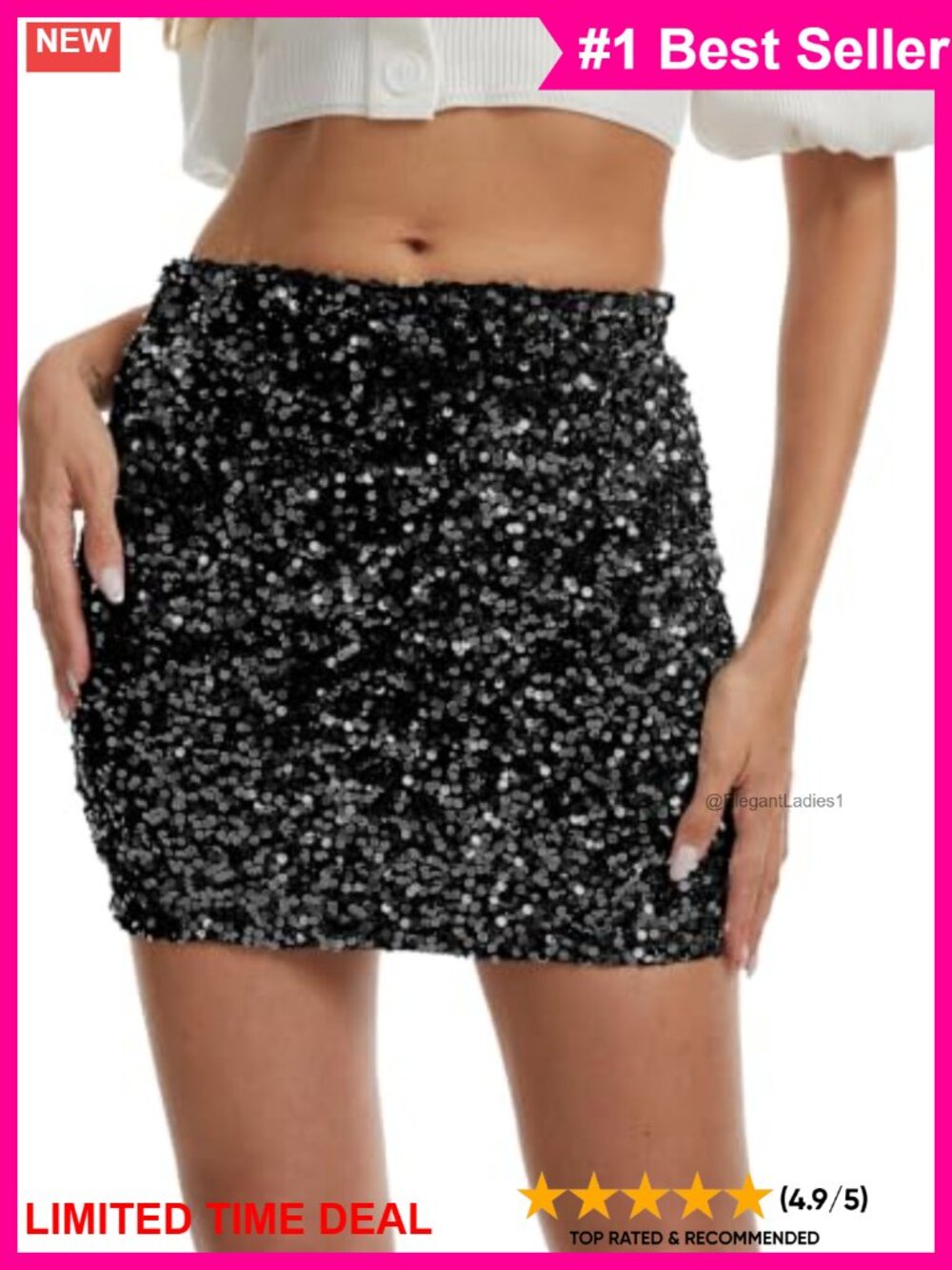 Sequin Sparkly Mini Bodycon Stretchy Party Club Skirt